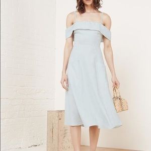Reformation Jaclyn Midi Off-Shoulder Linen Dress